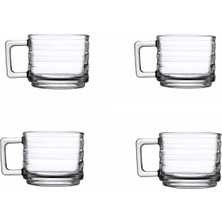 Set Of 4 Cam Kupa, Kulplu Çay ve Kahve Bardakları, Şık ve Dayanıklı