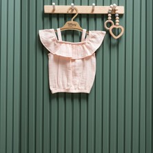 Tiffany Fıfır Detaylı Kız Bebek Müslin Tshırt - Pudra - 6 - 9 Ay Pudra