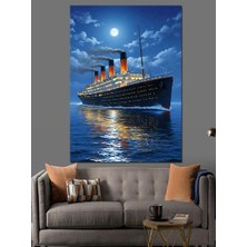Tablomega Gece Yıldızlı Gökyüzünde Titanik Dekoratif Kanvas - Mdf Ahşap Tablo
