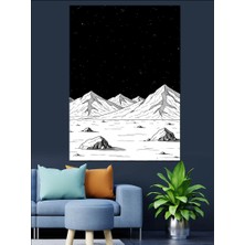 Tablomega Siyah Beyaz Minimalist Karlı Dağlar Dekoratif Kanvas - Mdf Ahşap Tablo