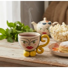 Lenterooi Rooi El Yapımı Seramik Fincan Çay/kahve - Ajda Suratlı Fincan