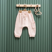 Tiffany Cep Datylı Müslin Bebek Pantolon - Pudra - 24 - 36 Ay Pudra
