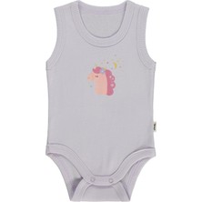 Civil Baby Unicorn Baskılı 0-3 Yaş Çıtçıtlı Badi - Lila 2-3 Yaş