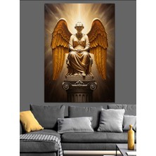Tablomega Kanatlı ve Altın Dokulu Melek Heykeli Dekoratif Kanvas - Mdf Ahşap Tablo