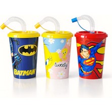 Tuffex Lisanslı Pp Kapaklı Pipetli Bardak Asortili (3 Adet)