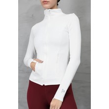 Win Moda Kadın Baskılı Spor Uzun Ceket Light Warm Running Dik Yaka Fermuarlı