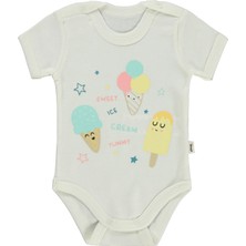 Civil Baby Dondurma Baskılı 1-36 Ay Çıtçıtlı Badi - Ekru 18-24 Ay