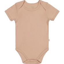 Civil Baby Düz Renkli Kısa Kol 1-3 Yaş Çıtçıtlı Badi - Kahverengi 12-18 Ay