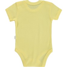 Civil Baby 12-18 Ay Çıtçıtlı Badi Açık Sarı Kız Çocuk İçin Ribana Kumaş ve Düz Desen