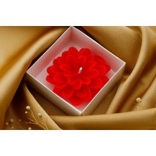 Etnik Home Çiçek Şeklinde Dekoratif Mum Kırmızı Renk Kutulu Hediyelik Romantik Tasarım Mum