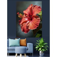 Karizma Tablo Yakın Plan Canlı Kırmızı Çiçek Dekoratif Kanvas - Mdf Ahşap Tablo