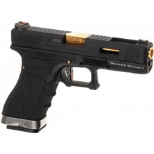 We Aırsoft We GLOCK17 G17 T1 Gbb Aırsoft Tabanca Siyah Gövde / Siyah Sürgü / Gold Namlu (WE-G001WET-1)