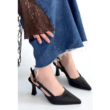 Erbilden Hoost Siyah Cilt Topuklu Ayakkabı