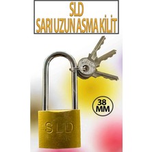 SLD Uzun Tip Kancalı Sarı Asma Kilit 38 mm 3 Anahtarlı