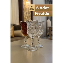 6’lı Lüks Kristal Desenli Ayaklı Cam Bardak, 150 Ml, Şık Sunumlar Için