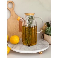 Bambu Kapaklı Cam Yağdanlık 1000 Ml, Şık ve Kullanışlı Mutfak Aksesuarı