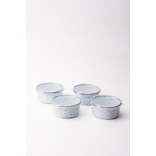 Emaylab Speckles Emaye 4’lü Kapaklı Kase Çerezlik, Kahvaltılık, Reçellik, Zeytinlik, Sunumluk Seti 8cm 200 ml