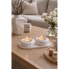 Dtm Home Minimal Dekoratif 2’li Mumluk Seti ve Sunum Tepsisi