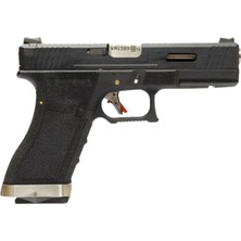We Aırsoft We GLOCK18 G18 Fullauto T5 Gbb Airsoft Tabanca Siyah Gövde / Siyah Sürgü / Silver Namlu (WE-G002WET-5)