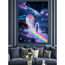 Karizma Tablo Uzaydan Akan Renkli Yıldız Tozu Dekoratif Kanvas - Mdf Ahşap Tablo