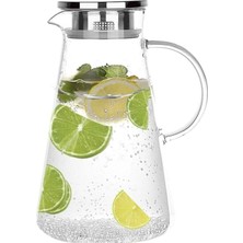 Isıya Dayanıklı Borosilikat Cam Sürahi, Metal Kapaklı, 1800ML