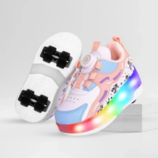 Macy Sport Nils Kız Çocuk Patenli, Işıklı Rahat Pembe Spor ve Günlük Ayakkabı&sneaker | Yeni Model Tarz Patenli Kaykay Ayakkabı