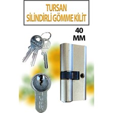 Tursan Silindirli Gömme Kilit 40 mm 3 Anahtarlı (Ahşap ve Alüminyum Kapılara Uygundur, Geniş Tip)