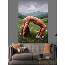 Karizma Tablo Çayırda Köprü Kuran Kadın Dekoratif Kanvas - Mdf Ahşap Tablo