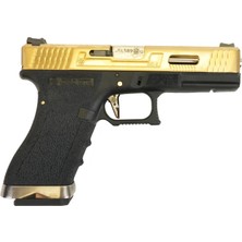 We Aırsoft We GLOCK17 G17 Tg Gbb Aırsoft Tabanca Siyah Gövde / Gold Sürgü / Silver Namlu (WE-G001WET-TG)