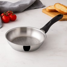 Rivorn Gülsan 18 cm Paslanmaz Çelik Tava – 18/10 Çelik, Kırmızı Bakalit Kulplu