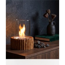 Vesta Masaüstü Şömine Gerçek Bambu Kaplamalı El Boyaması Dekorasyon 20X21 cm - Starkim