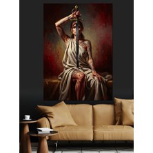 Karizma Tablo Gözü Bağlı Adalet Tanrıçası Heykeli Dekoratif Kanvas - Mdf Ahşap Tablo