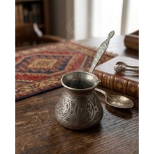 Eski Yeni Antik Osmanlı Motifli El Işlemeli Bakır Cezve – 3 Fincanlık Geleneksel Tasarım