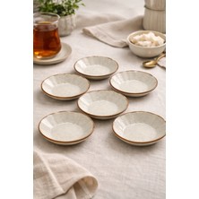 Rivorn Güral Porselen Digibone Serisi 6'lı 12 cm Çay Tabağı Takımı Side Kahverengi – Dekorlu Porselen Çay Tabağı Seti