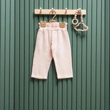 Tiffany Bel Lastikli Müslin Unısex Bebek Pantolon - Pudra - 24 - 36 Ay Pudra