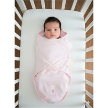 Julayla Baskılı Kulaklı Bebek Kundağı 0-3 Ay Pembe