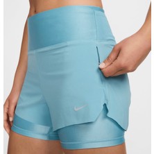 Nike Dri-Fit Swift Mid-Rise 8cm (Approx.) 2-In-1 Running Taytlı Mavi Kadın Koşu Şort DX1029-464