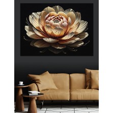 Karizma Tablo Altın Detaylı Büyük Şakayık Çiçeği Dekoratif Kanvas - Mdf Ahşap Tablo