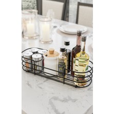 Metal Siyah Yağdanlık ve Baharatlık Sunum Standı, Şık Mutfak Aksesuarı