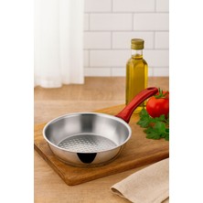 Rivorn Gülsan 16 cm Paslanmaz Çelik Tava – 18/10 Çelik, Kırmızı Bakalit Kulplu