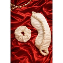 Mpy Global %100 Pamuk Saten Uyku Bandı Yoga Göz Bandı ve Saç Tokası 2 Li Set