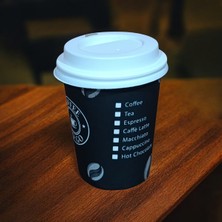 8oz 100 Adet Beyaz Emzikli Siyah Karton Bardak Seti