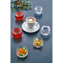 6'lı Cam Fanus Mini Sunumluk ve Lokumluk, Şık Kahve Yanı Su Bardağı Seti