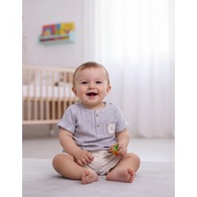 Kidaxi Çizgili Müslin Gömlek Şort Takım