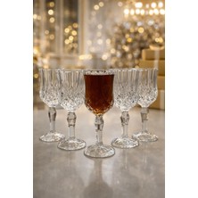 Kristal Desenli Ayaklı Cam Bardak 150 ml 6'lı Set, Su ve Tatlı Sunumu