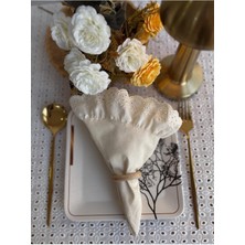 Organik Ham Keten Fisto Fırfırlı Servis Peçetesi 6'lı, Şık ve Doğal Kullanım