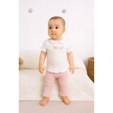 Kidaxi Bebe Yaka Çiçek Nakışlı Tişört Pantolon Takım 3-6/6-9/9-12/18-24AY