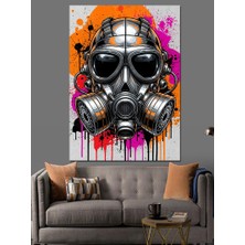 Karizma Tablo Renkli Boya Sıçramalı Gaz Maskesi Dekoratif Kanvas - Mdf Ahşap Tablo
