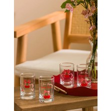 Kahve Yanı Su Bardağı Seti Kirazlı, 125 Ml, Şık ve Kullanışlı Tasarım