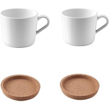 Şık 2'li Kupa Takımı ve Mantar Altlık Seti, 24 Cl, 10 cm